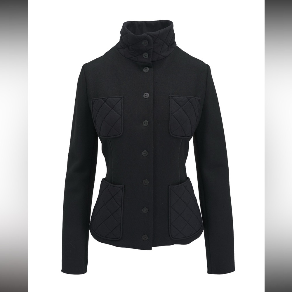 Giorgio Armani (Black Label) Quilted Nero Black Double Jersey Jacket, Size 42